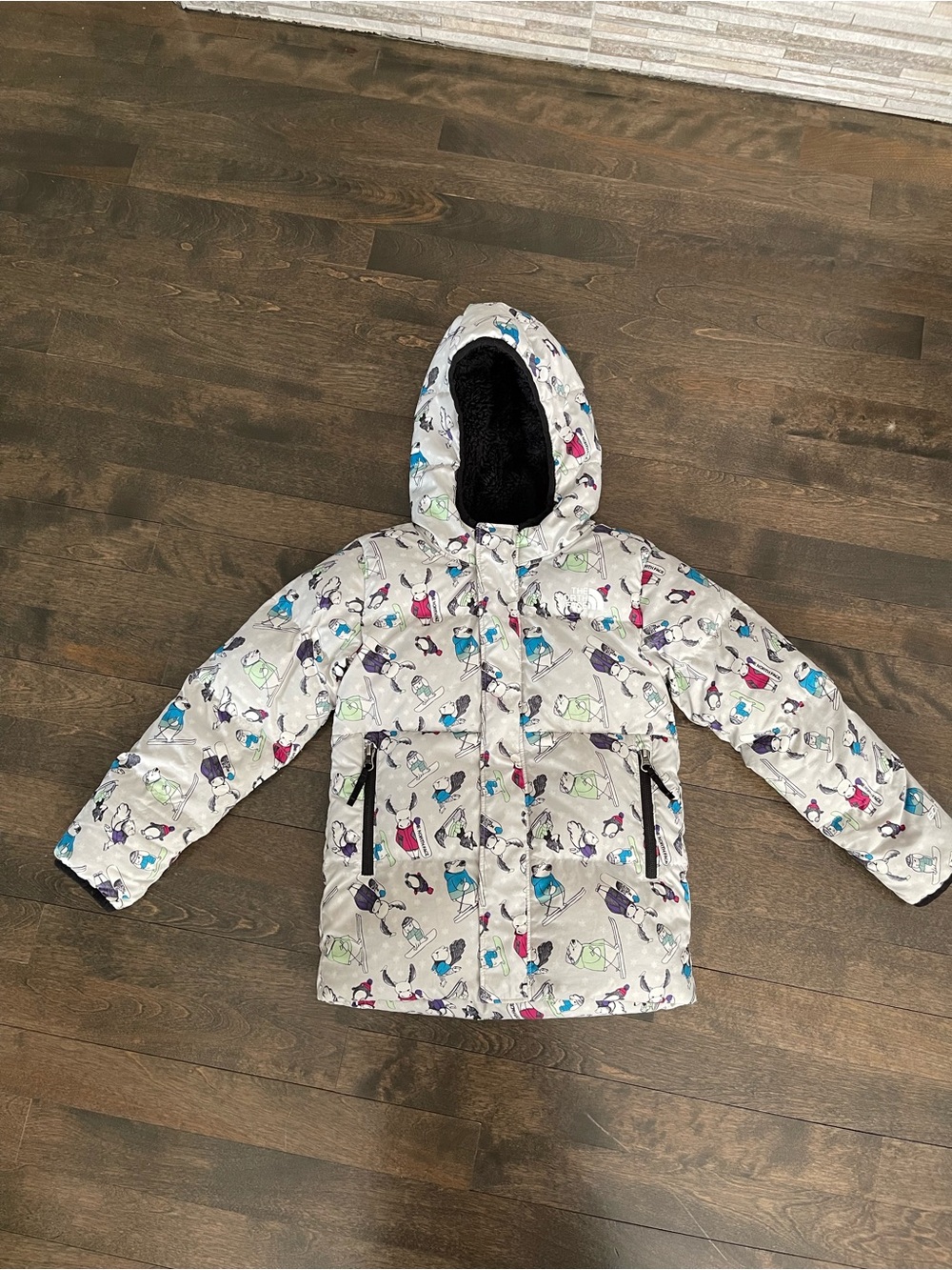 The North Face Kids' Skiing Animal Gray Puffer Winter Jacket